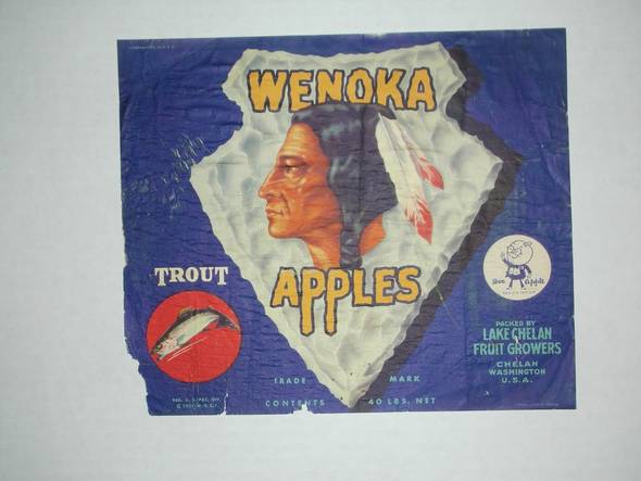 Wenoka Trout Blue 40LB Fruit Crate Label