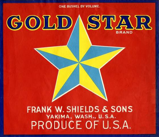 Gold Star Red Fruit Crate Label