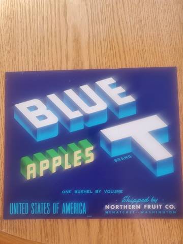 Blue T crocker glossy Fruit Crate Label