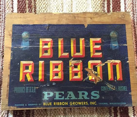 Blue Ribbon 2 blue ribbons Fruit Crate Label