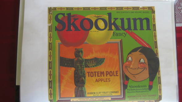 Skookum Totem Pole Fruit Crate Label