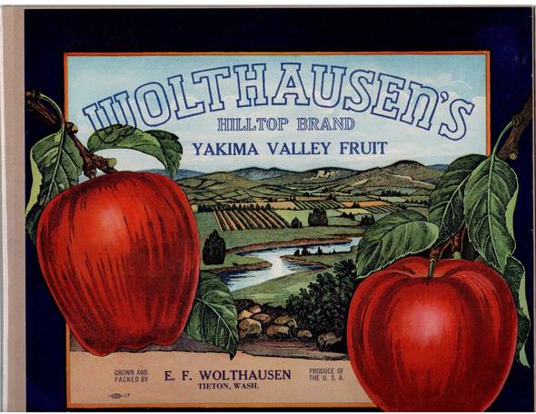 Wolthausen's Hilltop Brand Fruit Crate Label