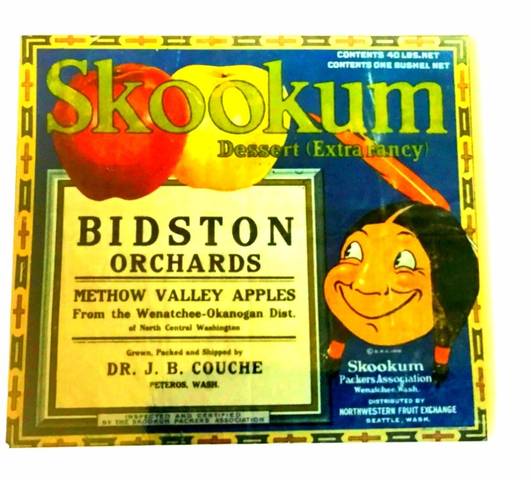 Skookum Bidston Fruit Crate Label