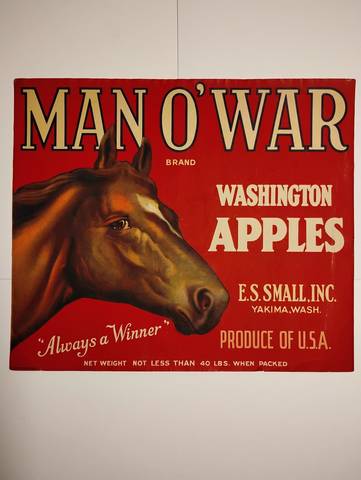 Man O War Red Fruit Crate Label