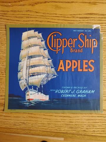Clipper Ship Damaged Fruit Crate Label