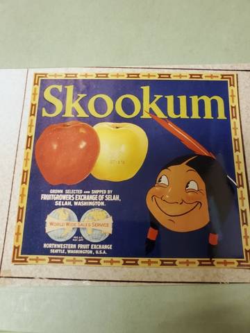 Skookum Fruitgrowers Exchange Of Selah Fruit Crate Label