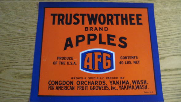 Trustworthee Congdon Fruit Crate Label