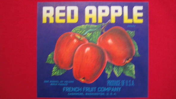 Red Apple Fruit Crate Label