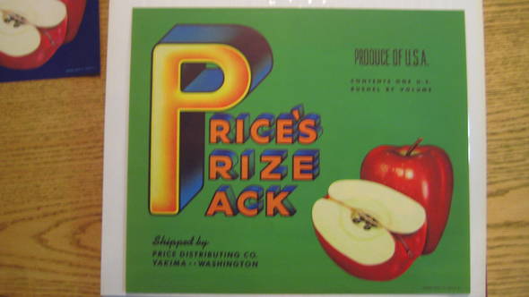 Price's Prize Pack Green Fruit Crate Label