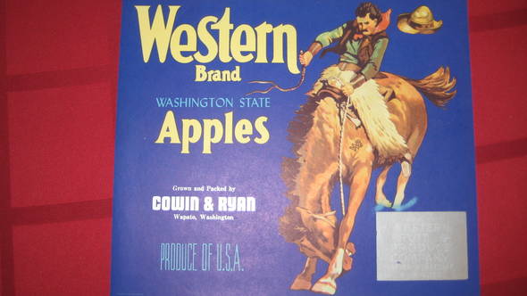 Western Blue Cowin and Ryan Fruit Crate Label