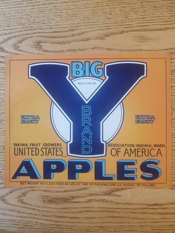Big Y YFGA 1 Line AT Time Of Packing Fruit Crate Label
