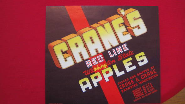 Crane's Red Line Fruit Crate Label