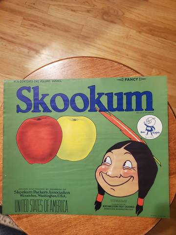 Skookum Green Doc Apple Fruit Crate Label