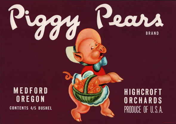 Piggy Pears Fruit Crate Label