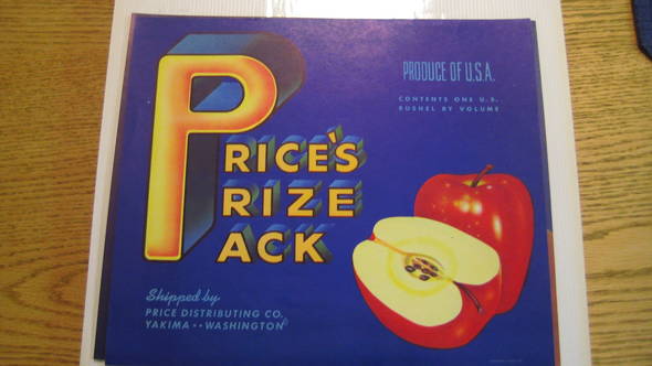 Price's Prize Pack Spokane Litho Fruit Crate Label