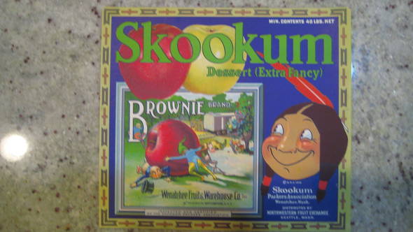 Skookum Brownie Fruit Crate Label