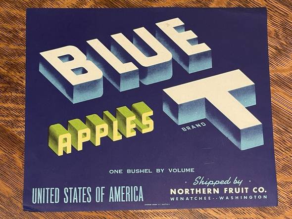 Blue T CU 6 Fruit Crate Label