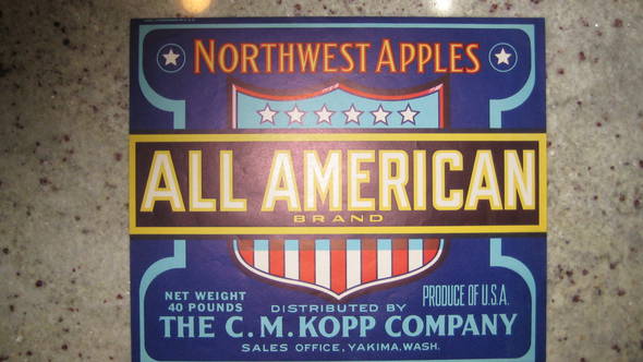 All American Blue 40LBS Net Weight Fruit Crate Label