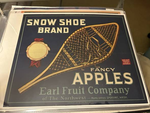 Snow shoe Fruit Crate Label