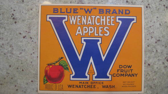 Blue W dark Traung Fruit Crate Label