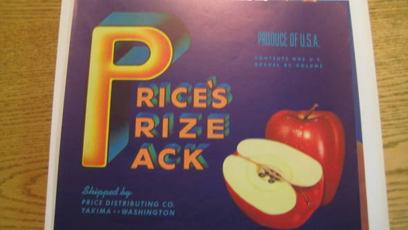 Price's Prize Pack Fruit Crate Label