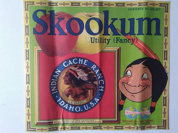 Skookum Indian Cache  Fruit Crate Label
