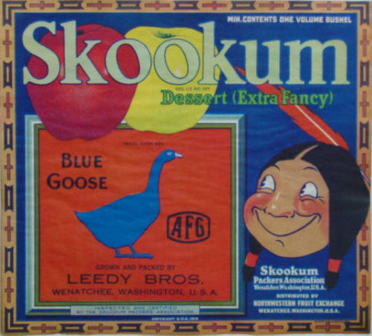 Skookum Blue Goose Leedy Bros Fruit Crate Label