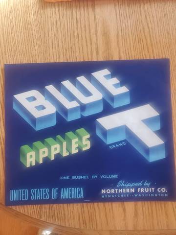 Blue T Crocker 4 Fruit Crate Label