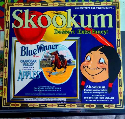 Skookum Blue Winner Fruit Crate Label