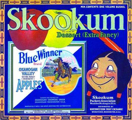 Skookum Blue Winner Fruit Crate Label