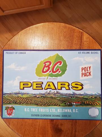 B.C. Pear Fruit Crate Label