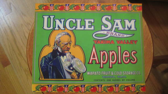 Uncle Sam Green Fruit Crate Label