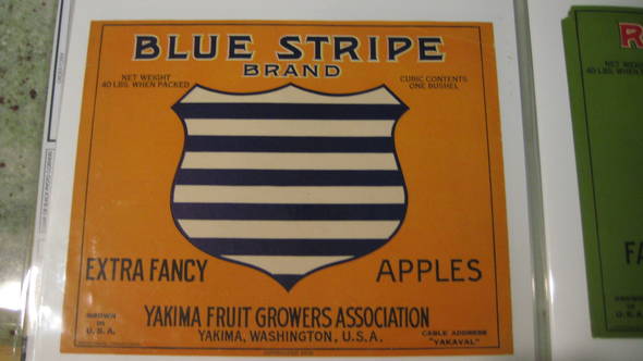 Blue Stripe Fruit Crate Label