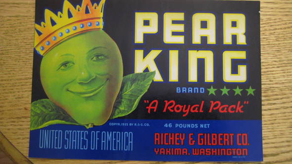 Pear King Fruit Crate Label