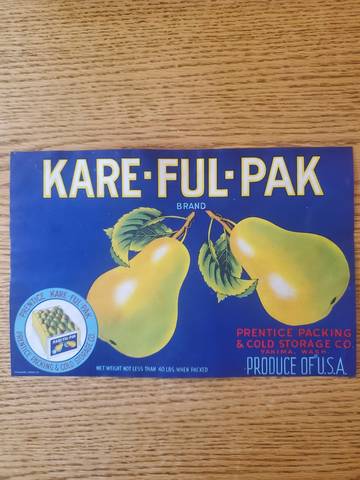 Kare-Ful-Pak Blue Fruit Crate Label