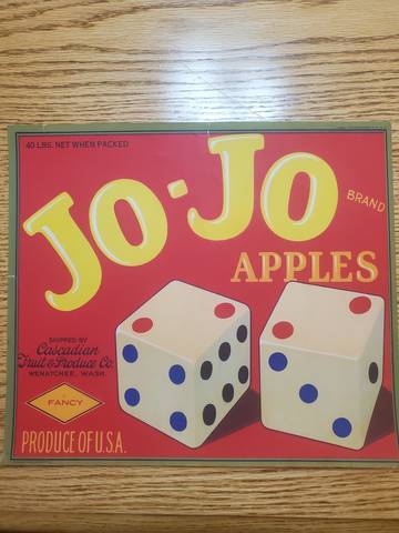 Jo Jo Cascadian Rideway Fruit Crate Label