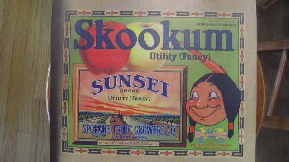 Skookum Sunset 40LBS Fruit Crate Label