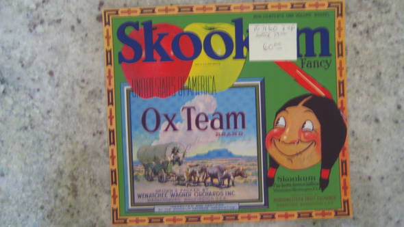 Skookum Ox Team Fancy USA Fruit Crate Label