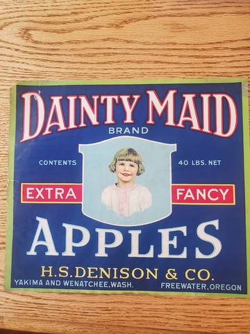 Dainty Maid Blue Border XF No Litho Fruit Crate Label