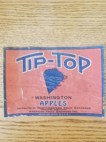 Tip Top Half Bushel Fruit Crate Label