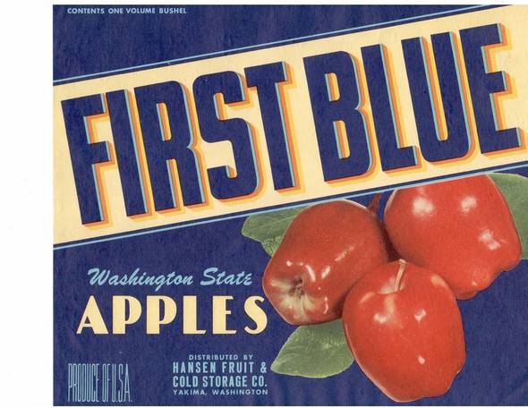 First Blue Fruit Crate Label