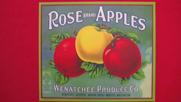 Rose Wenatchee Produce Fruit Crate Label