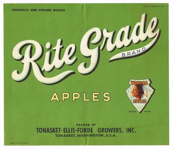 Rite Grade Tonasket Ellis-Forde Fruit Crate Label