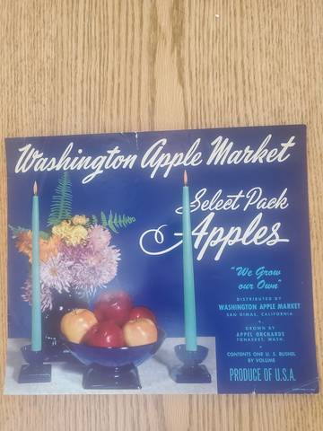 Washington Apple Market Fruit Crate Label