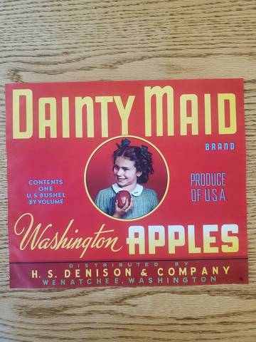 Dainty Maid Red US Litho Fruit Crate Label