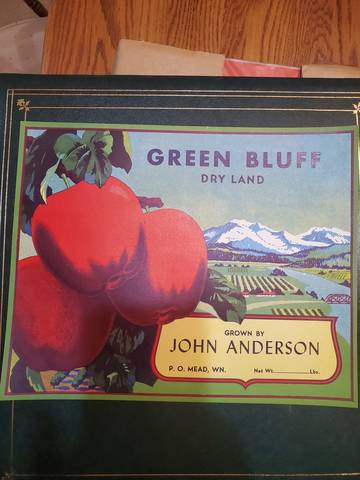 Green Bluff Anderson Fruit Crate Label