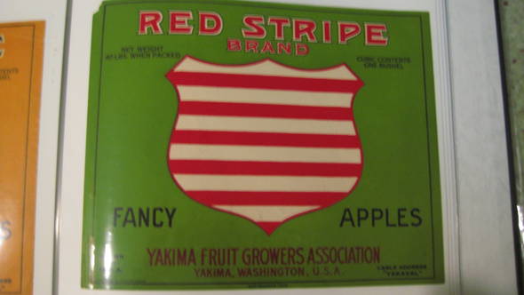 Red Stripe Fruit Crate Label