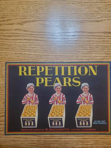 Repetition 42LBS When Packed Fruit Crate Label