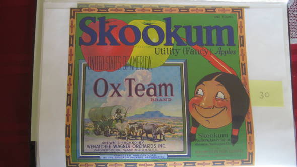 Skookum Ox Team Utility FCY USA  Apples Fruit Crate Label