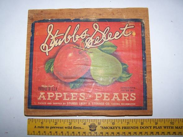 Stubbs Select half bushel Fruit Crate Label